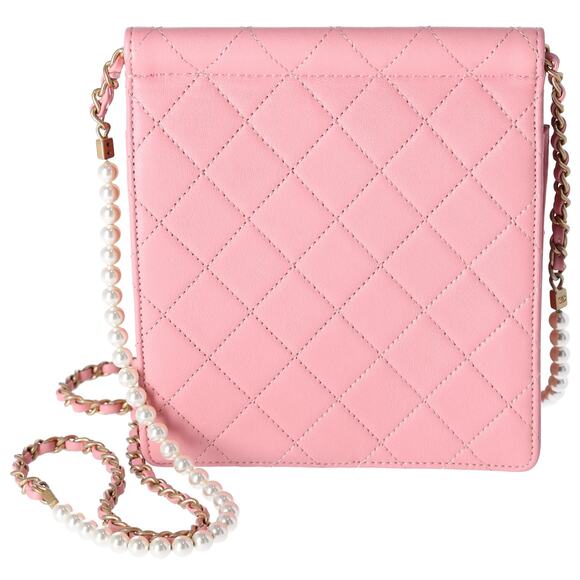 CHANEL Chic Pearls Flap Crossbody Pink Lambskin Quilted - Picture 3 of 8